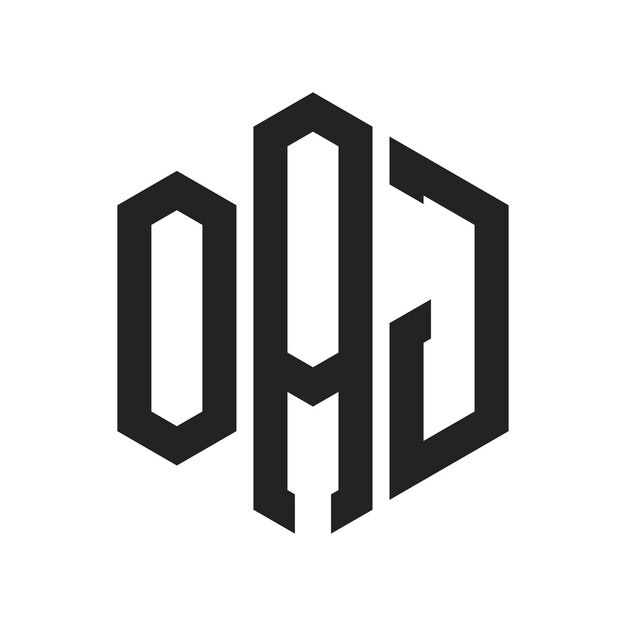 OAJ Logo Design Initial Letter OAJ Monogram Logo mit Hexagonform