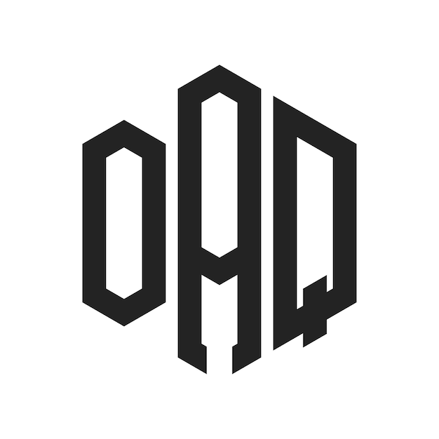 OAQ Logo Design Initial Letter OAQ Monogram Logo mit Hexagonform