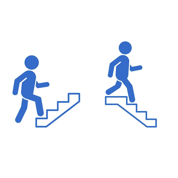 Vektor ober- und untergeschoss-symbol gehender mann in der treppe flache gestaltung vektor isolierte illustration