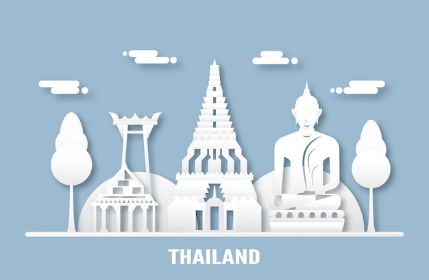 Vektor oberster berühmter markstein und gebäude von thailand-land für reise und ausflug.