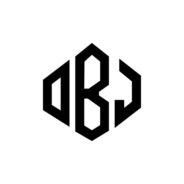 OBJ Buchstaben Logo Design mit Polygonform OBJ Polygon und Würfelform Logo Design OBJ Sechseck Vektor Logo Vorlage weiße und schwarze Farben OBJ Monogram Geschäft und Immobilien Logo