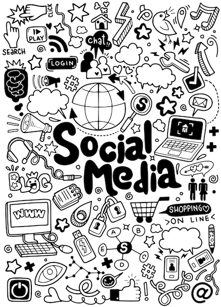 Objekte und Symbole auf dem Element Social Media