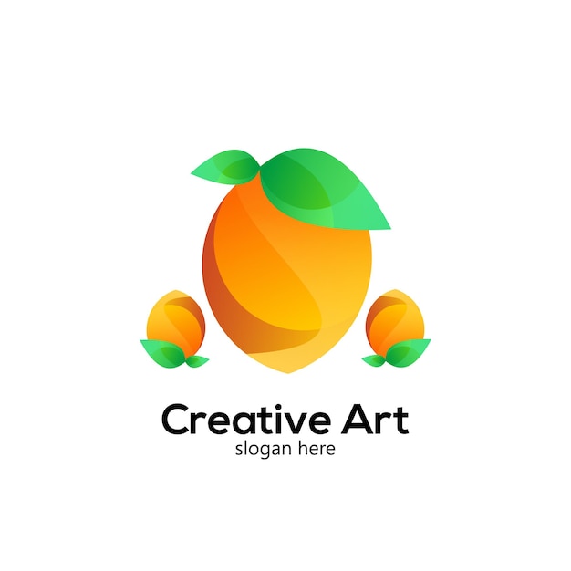 Vektor obst logo design icon farbverlauf bunt