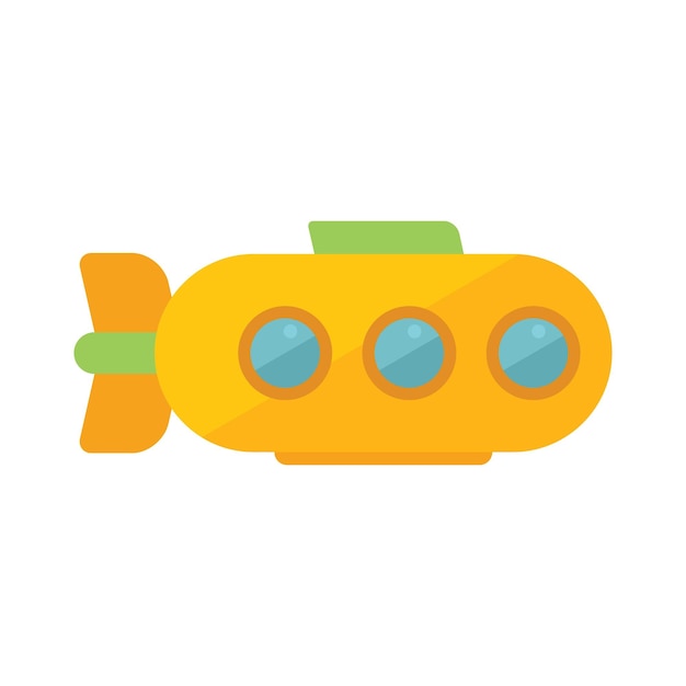Ocean submarine icon flat vector Sea ship Marine steam