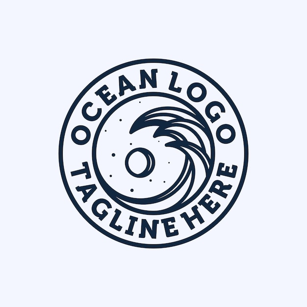 Ocean wave logo design exklusives logo-symbol oder symbol des ozeans kreative und minimalistische wave-logo-vorlage moderne strichzeichnungen ocean water oder wave template design inspiration für das sonne- und meer-logo-konzept