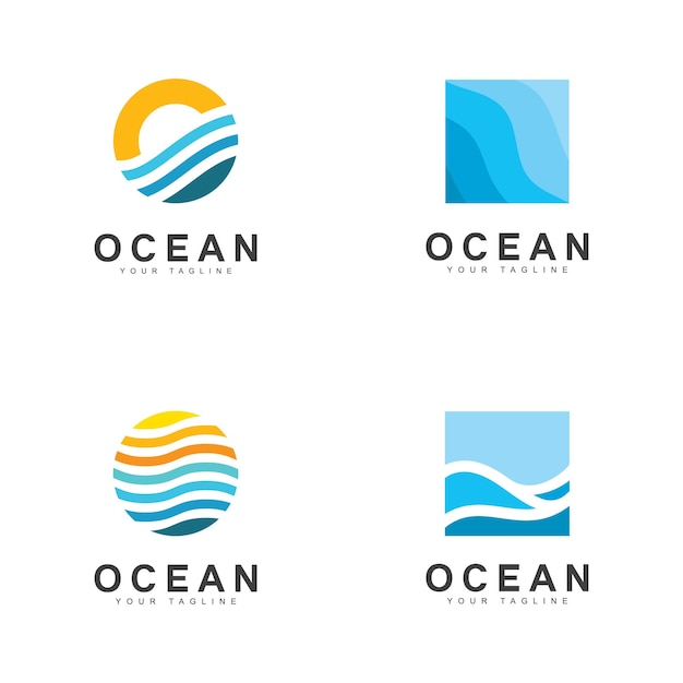 Ocean wave logo template vector einfaches und modernes logo-design des ozeans