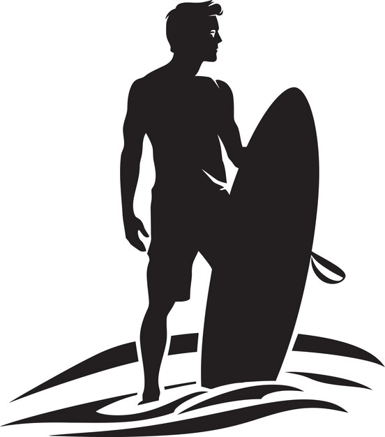 Vektor oceans momentum schwarz vektor surfen symbol surfen enigma kerl auf dem surfbrett schwarz logo