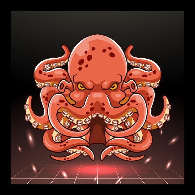 Vektor octopus kraken maskottchen esport logo-design