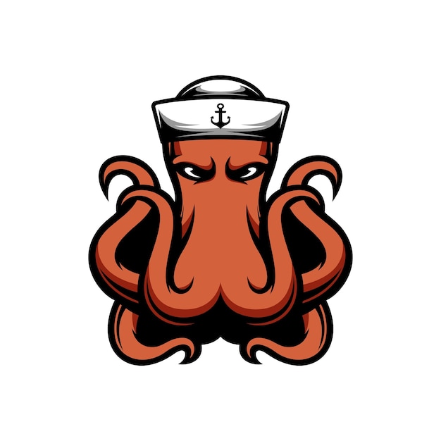 Octopus sailor maskottchen logo design