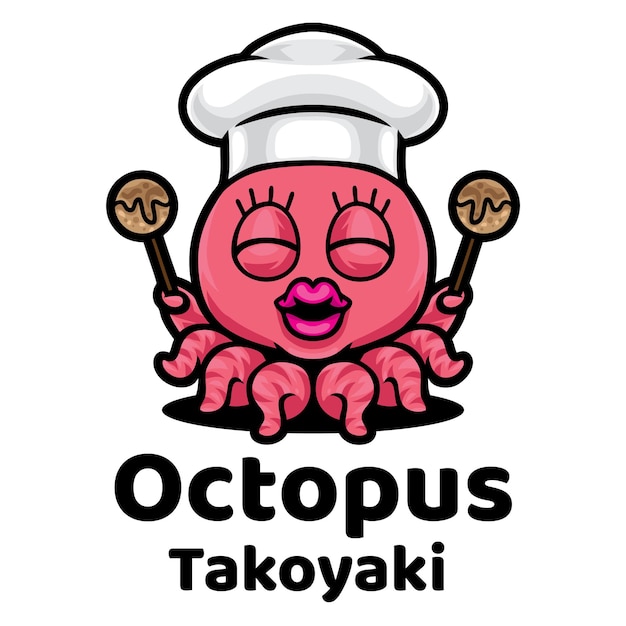 Octopus takoyaki maskottchen logo