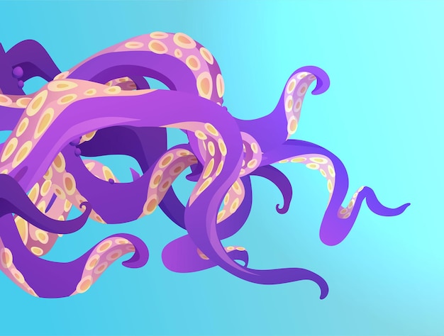 Octopus tentakel cartoon-vektor-illustration auf blauem hintergrund