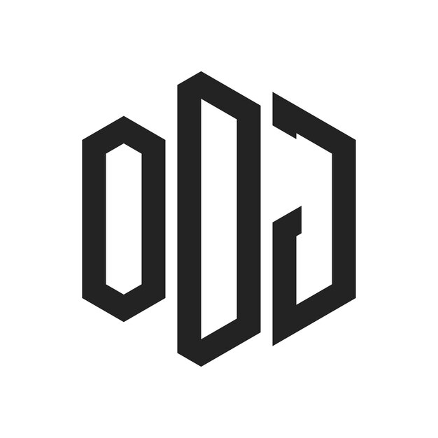 ODJ-Logo-Design Anfangsbuchstaben ODJ-Monogramm-Logo in sechseckiger Form