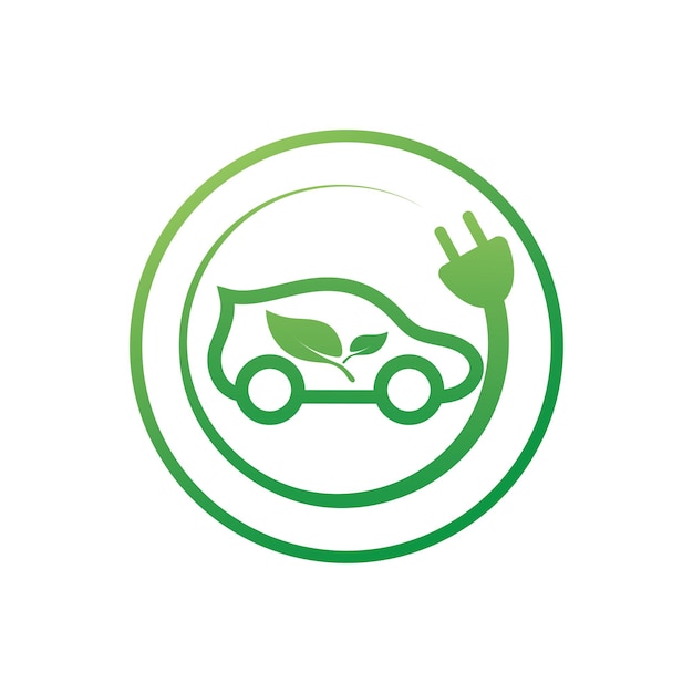 Vektor Öko-auto und elektrisches grünes auto-technologie-symbol-logo-vektor