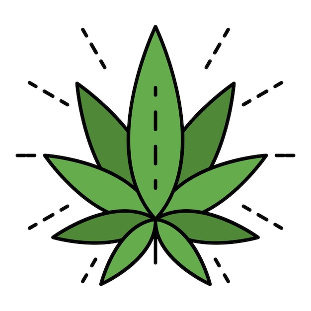 Öko-cannabisblatt-logo. umriss des öko-cannabisblatt-vektorlogos, farbe flach isoliert auf weiß