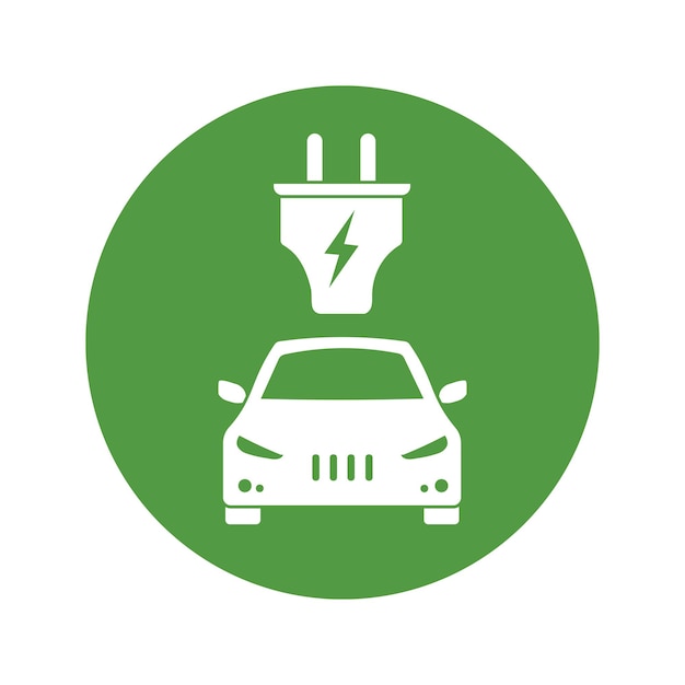 Öko-elektroauto-symbol null-emissions-fahrzeug zeichen für die batterieladestation