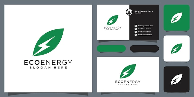 Öko-energie mit blatt-vektor-logo-vorlage