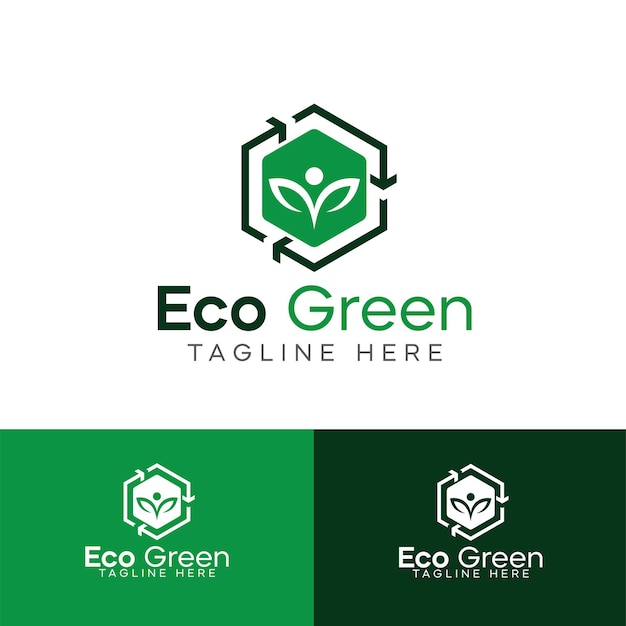 Öko-logo für grüne lösungen premium-vektor