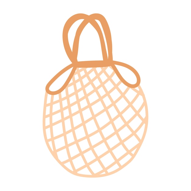 Öko-Mesh-Tasche Vektor-Doodle-Einkaufsschnur Öko-Tasche
