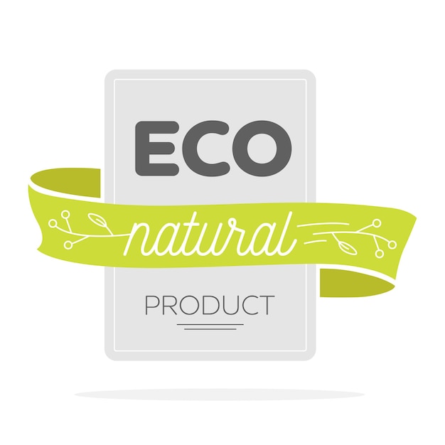Vektor Öko-naturprodukt-logo mit grünem band drumherum.
