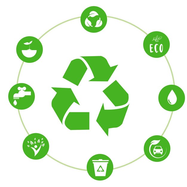 Ökologie-design konzept der ökologie und grüner energie-icon-set