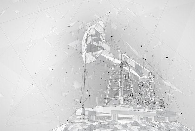 Ölbohrturm Vektor 3D-Objekt Abbau von Mineralien abstrakte Explosion von Partikeln