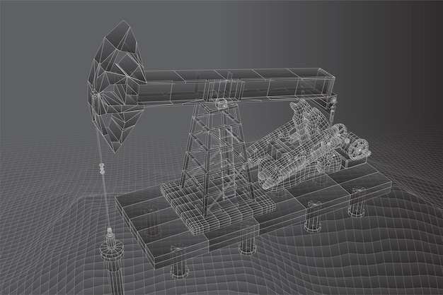 Vektor Ölderrick-vektor 3d-objekt bergbau von mineralien