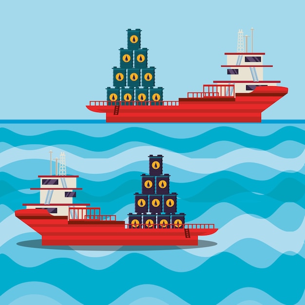 Vektor Ölindustrie mit schiffsfrachter