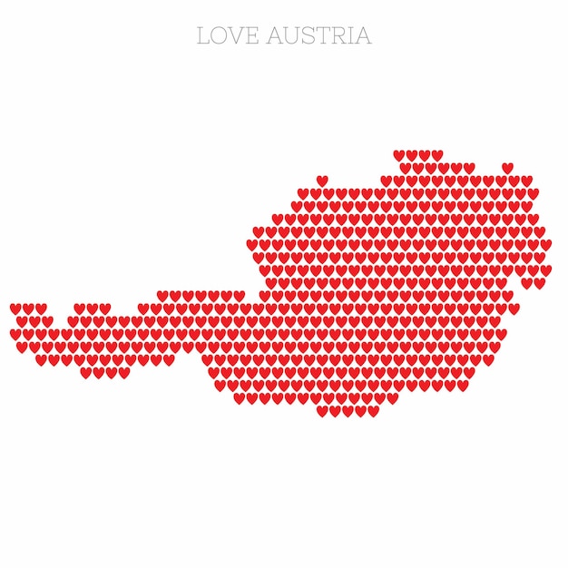 Österreich-Landkarte aus Liebesherz-Halbtonmuster