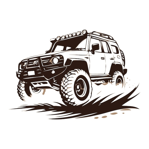 Vektor off-road-auto mit schlamm-illustration