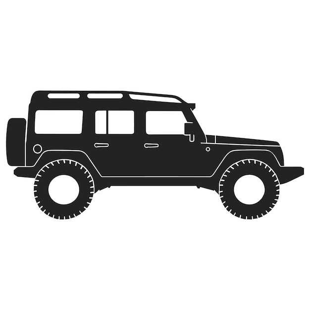 Vektor off-road-auto-silhouette isoliert auf einem weißen hintergrund vintage off-road jeep vector