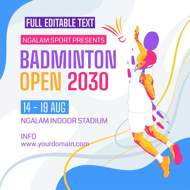 Vektor offene flyer-vorlage für badminton