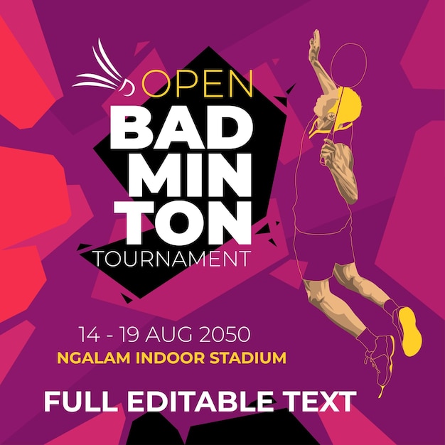 Vektor offenes badminton-turnier-flyer-design