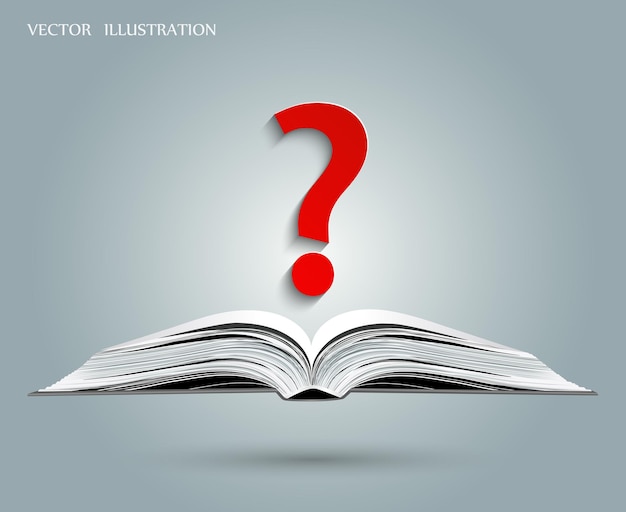 Offenes Buch und ein Fragezeichen