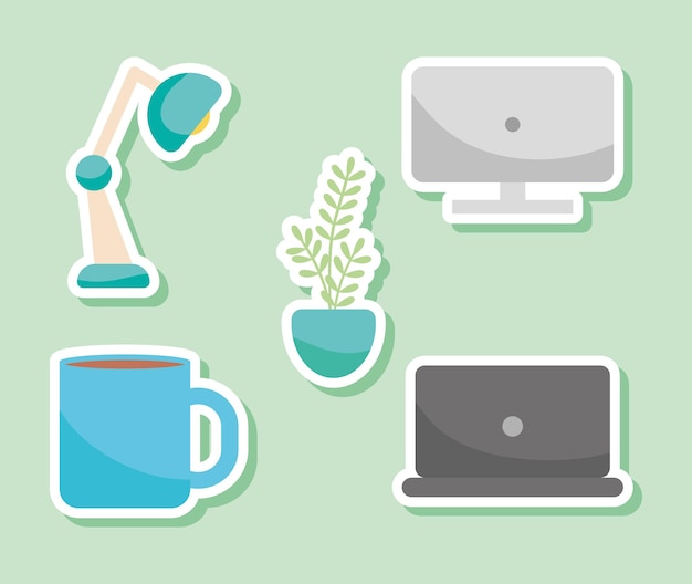 Vektor office-elemente-icon-set