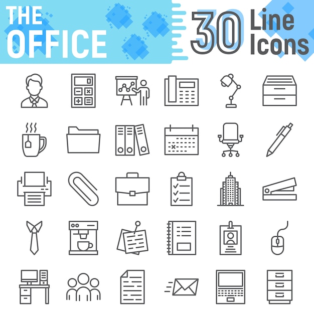 Office Line Icon Set, Sammlung von Geschäftssymbolen