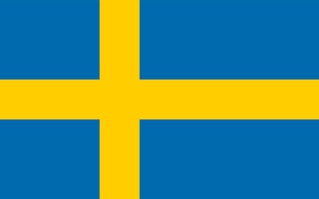 Offizielle Farben und Proportionen der schwedischen Flagge. Vektorillustration