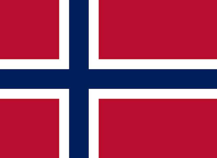 Vektor offizielle größe und farbstandards der norwegischen flagge vektorillustration