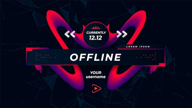 Vektor offline-bildschirm-videospiel-streaming spiele zeigen kanalseite futuristische schnittstelle