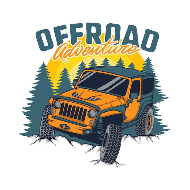 Vektor offroad-abenteuerauto hand gezeichnete illustration