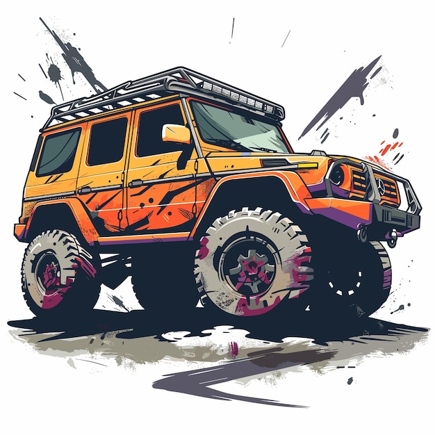 Offroad-fahrzeug im grunge-stil vektorillustration