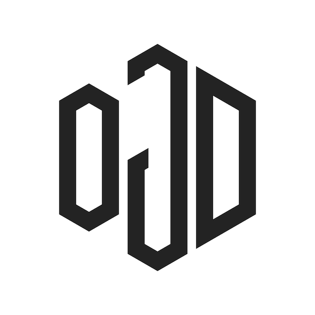 OJD Logo Design Initial Letter OJD Monogram Logo mit Hexagonform