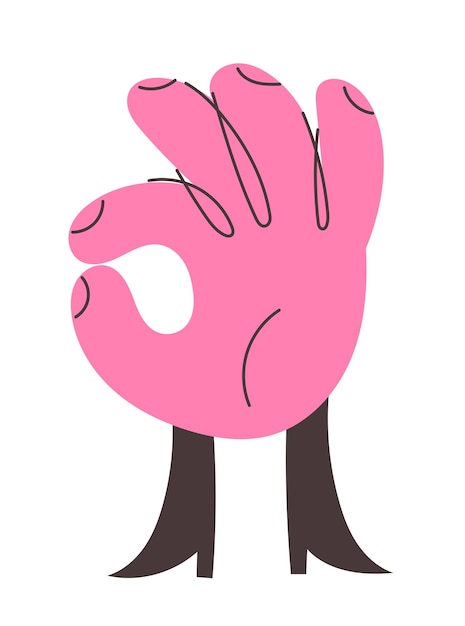 Ok Hand-Symbol Charakter Gesichtsvektor-Illustration.
