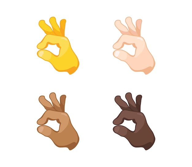 Vektor ok-handgesten-symbol. ok-hand-emoji. ok-zeichen. gesten-emoji in allen hauttönen
