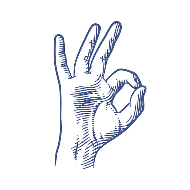 Ok-handgestenlinie kunstvektorillustration, hände, die ok-gesten zeigen