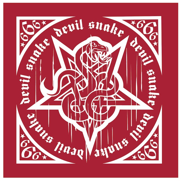 Okkultes zeichen mit pentogramm und schlangen-grunge-vintage-design-t-shirts