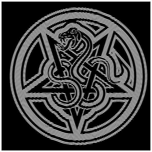 Vektor okkultes zeichen mit pentogramm und schlangen-grunge-vintage-design-t-shirts