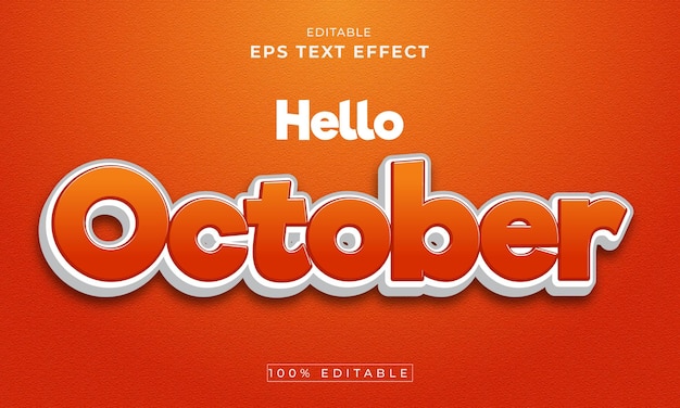 Oktober bearbeitbarer 3d-texteffekt premium-vektor