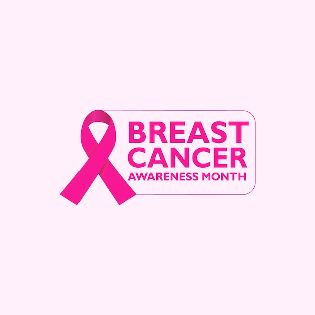 Oktober brustkrebs-bewusstseinsmonat banner mit schleife und kreativem schriftzug hintergrunddesign