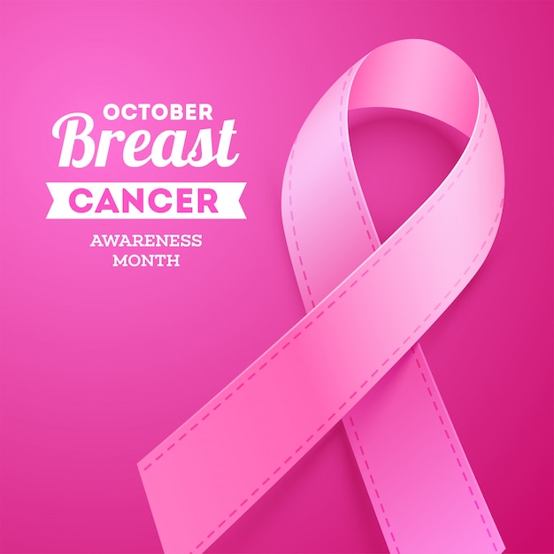 Oktober-brustkrebs-bewusstseinsmonatsplakat mit rosa stützband.