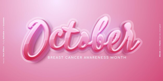 Oktober ist der Monat des Bewusstseins für Brustkrebs, Hintergrund mit Texteffekt im 3D-Stil